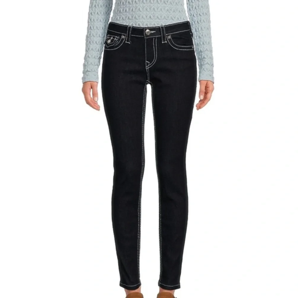 NWT True Religion Jennie High Rise Super Skinny Dark Blue Jeans. W25xL29 - Picture 2 of 12